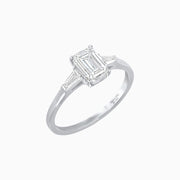 Emerald Cut Three-Stone Art Deco Inspired Engagement Ring - Shahin Jewelry